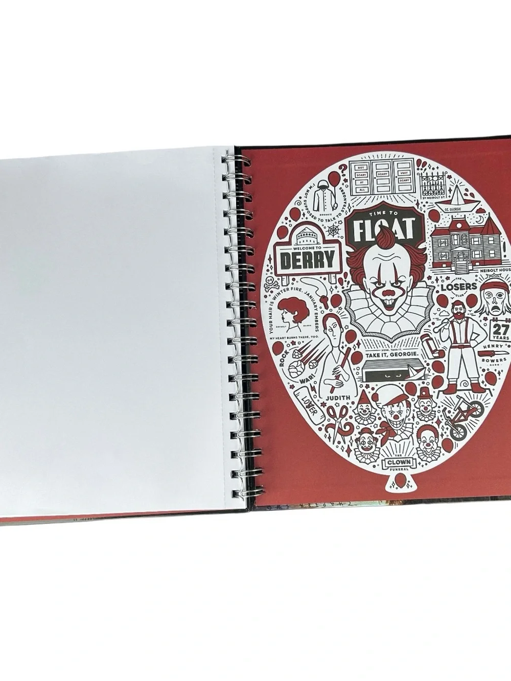 Pennywise Clown IT Sketchbook Set Color Pencils Horror Halloween Spiral Bound